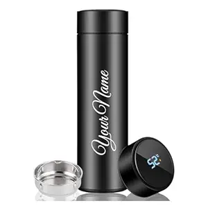 your name printed stainless steel bottle | vacuum insulated bottle with tea filter | 500 ml | easy to carry | leakproof personalized gift flask | permanent printing